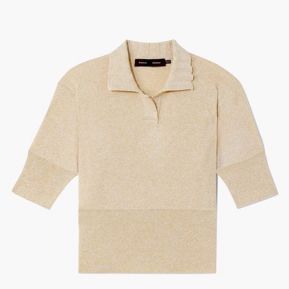 Proenza Schouler metallic ✨knit polo in champagne size M SOLD OUT on website - Picture 3 of 14